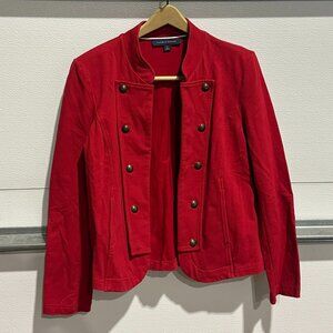 Tommy Hilfiger Red Military-Style Knit Jacket – Size M